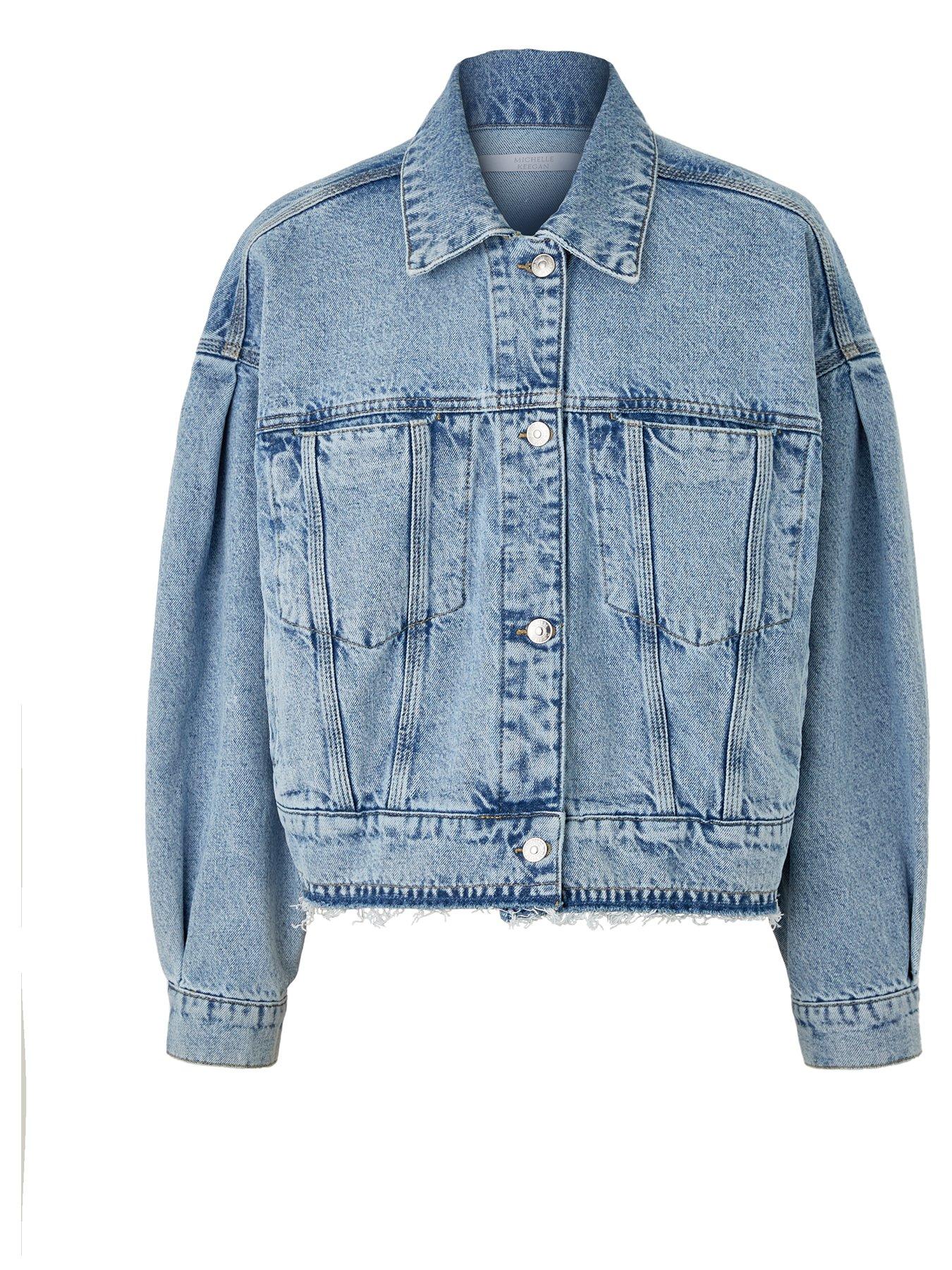  image of michelle-keegan-denim-drop-shoulder-oversized-jacket-light-wash