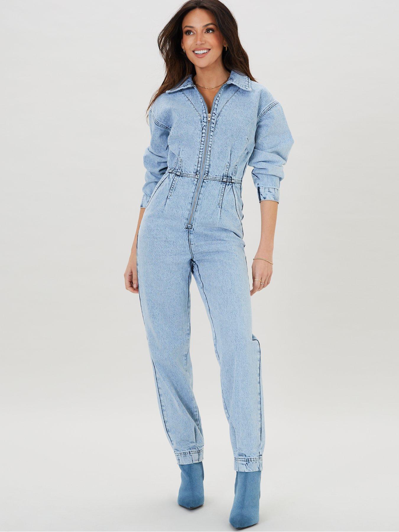 florence powder blue spot jumpsuit