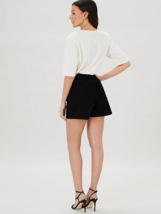 stillFront image of michelle-keegan-high-waisted-denim-shorts-black