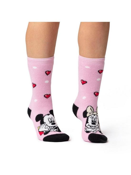front image of heat-holders-minnie-mouse-novelty-socks-pink