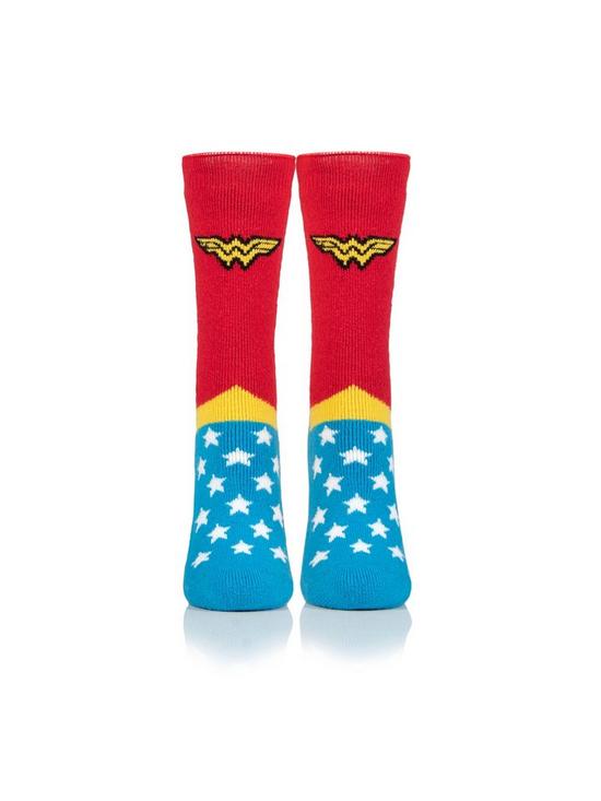 back image of heat-holders-wonder-woman-novelty-socks-multi