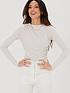  image of michelle-keegan-ruched-front-detail-long-sleeve-top-cream