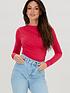  image of michelle-keegan-ruched-front-detail-long-sleeve-top-pink