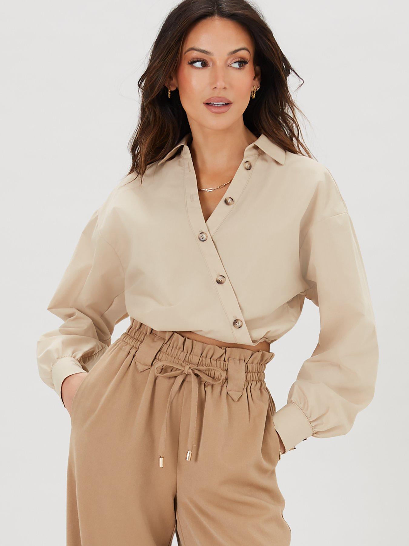 Wrap Button Long Sleeve Shirt - Neutral