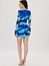  image of michelle-keegan-ruched-detail-printed-mini-dress-blue