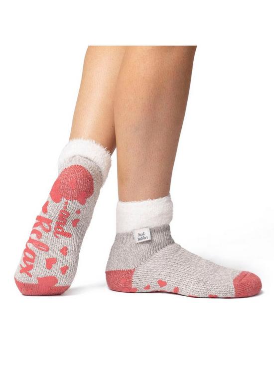 front image of heat-holders-feather-top-lounge-socks-grey