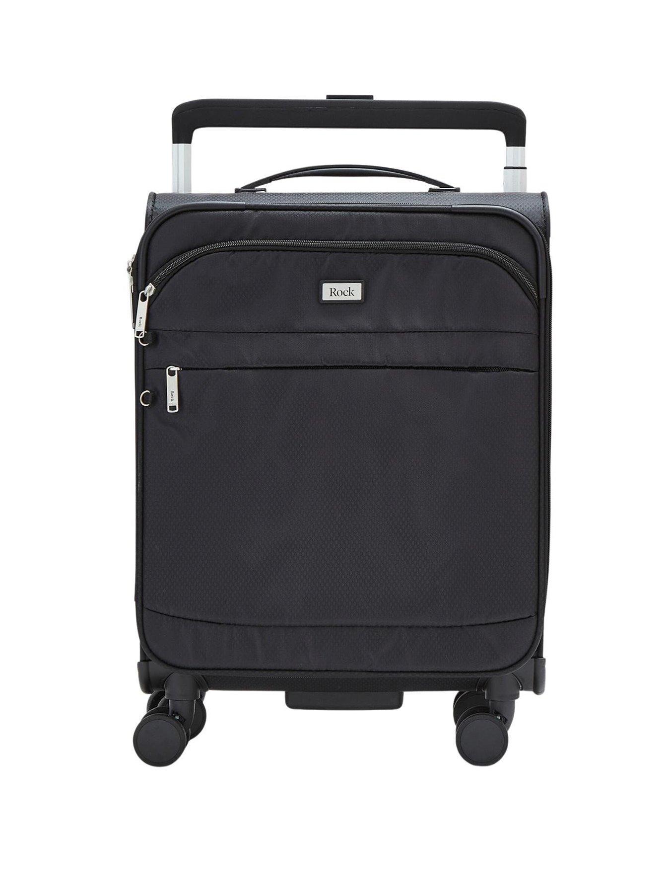 Rock Luggage Rocklite 8 Wheel Soft Unique Lightweight Cabin Suitcase Black