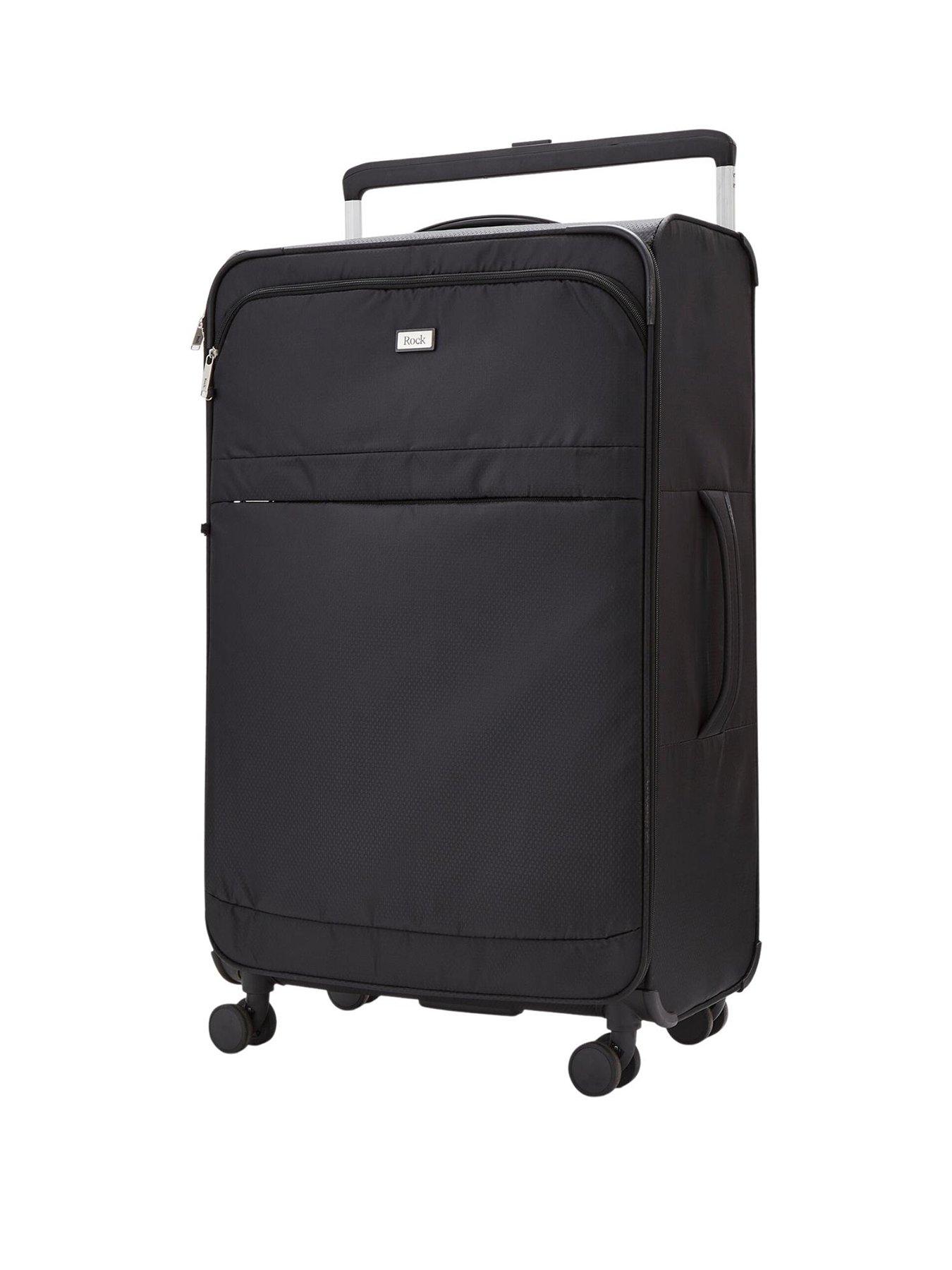 Rock Luggage Rocklite 8 Wheel Soft Unique Lightweight Large Suitcase Black