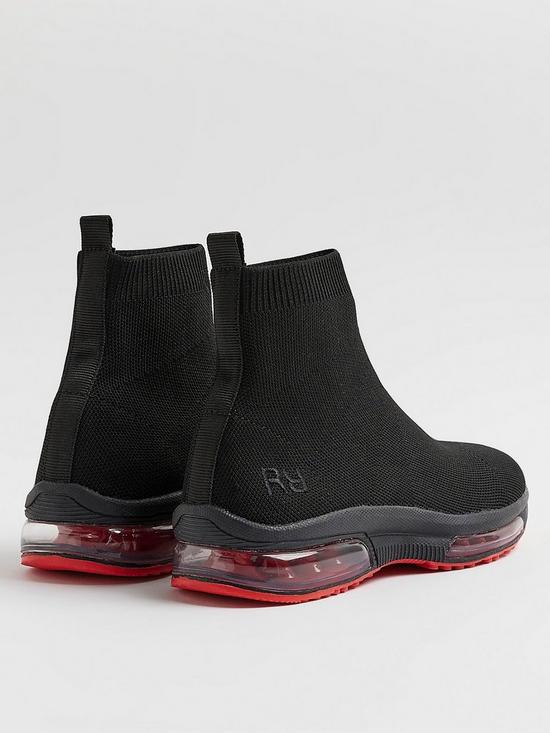stillFront image of river-island-boy-bubble-sole-sock-high-top-trainers-black