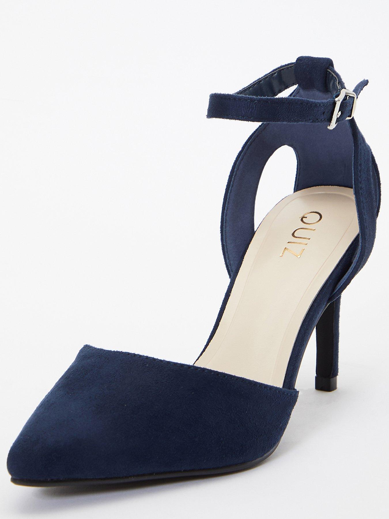 Navy blue suede court shoes on sale