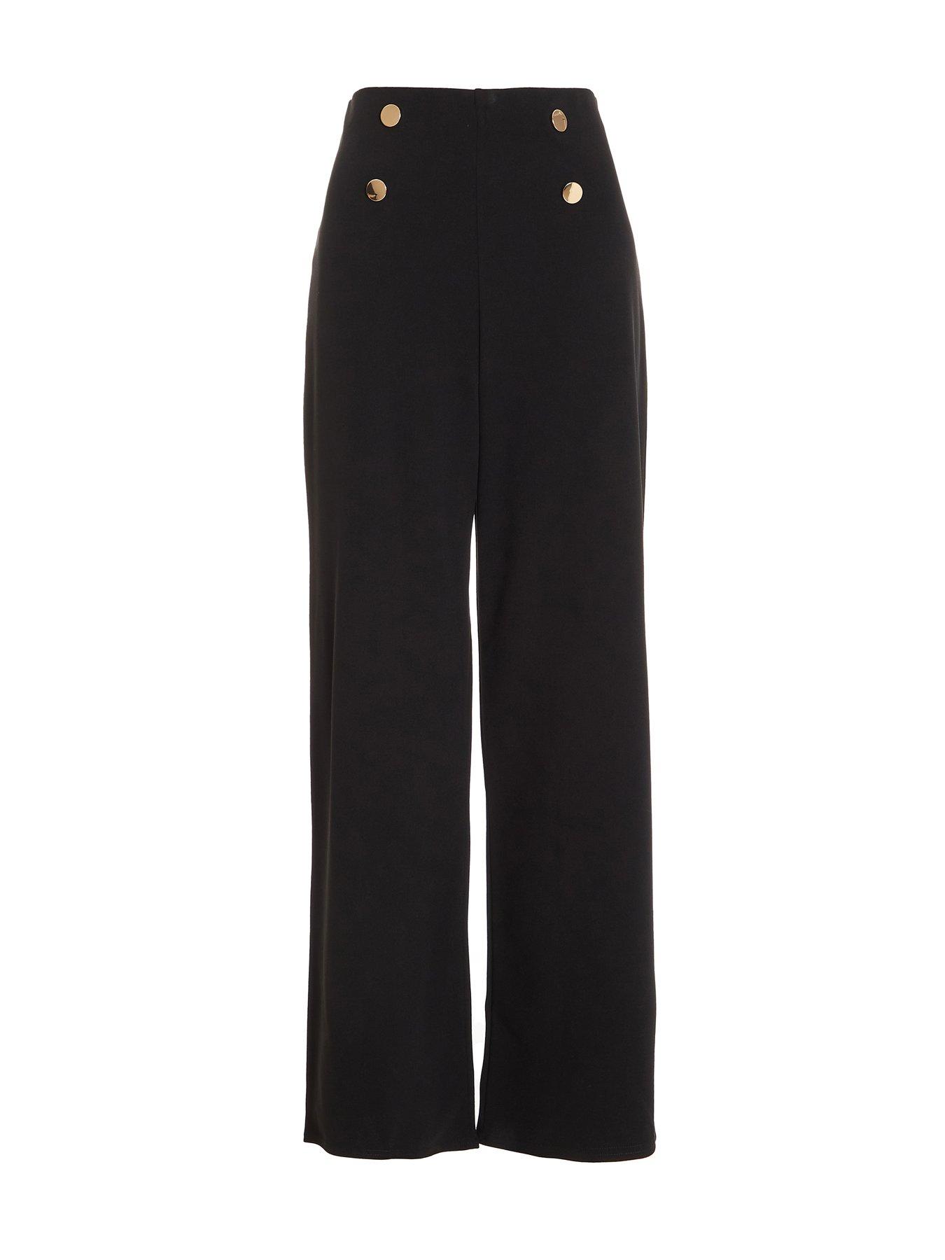  image of quiz-button-palazzo-trousers-black