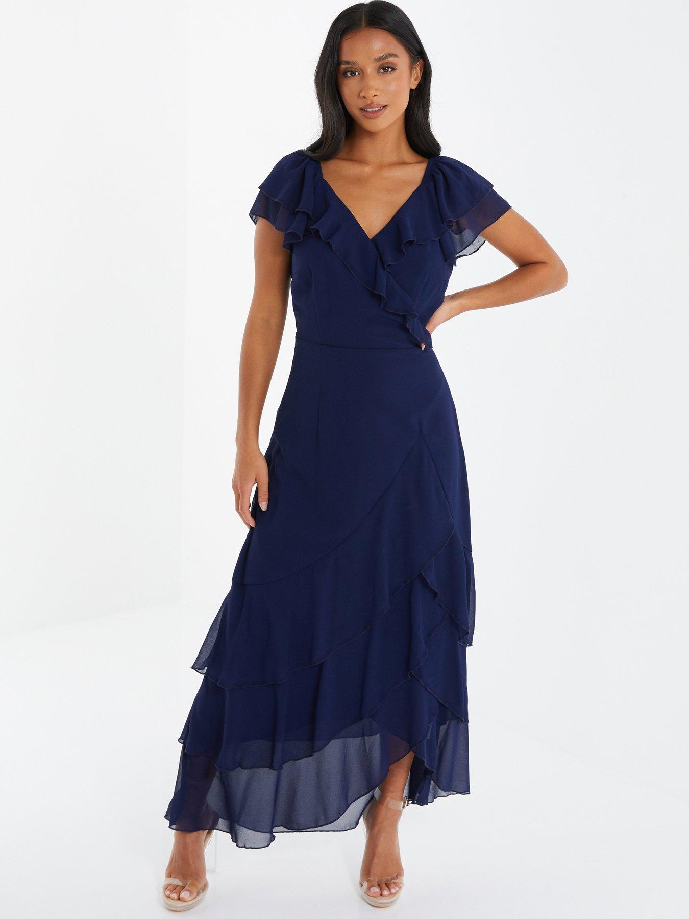 Quiz Petite Chiffon Frill Maxi Dress | littlewoods.com