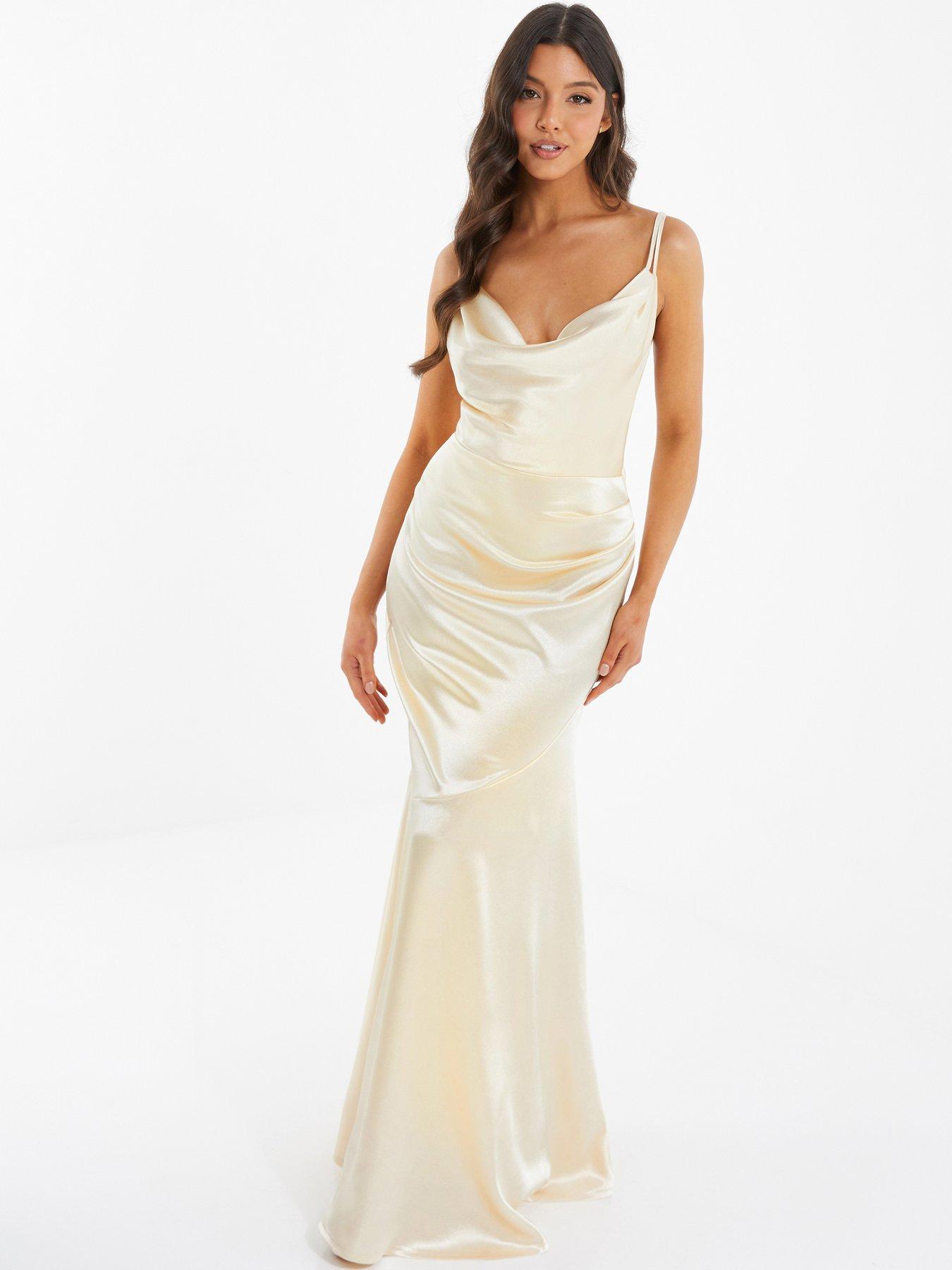 Satin Maxi Dress Light Gold