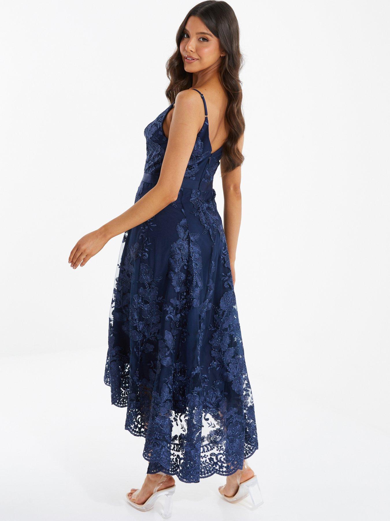 Quiz Lace Dip Hem Strappy Midi Dress | Littlewoods