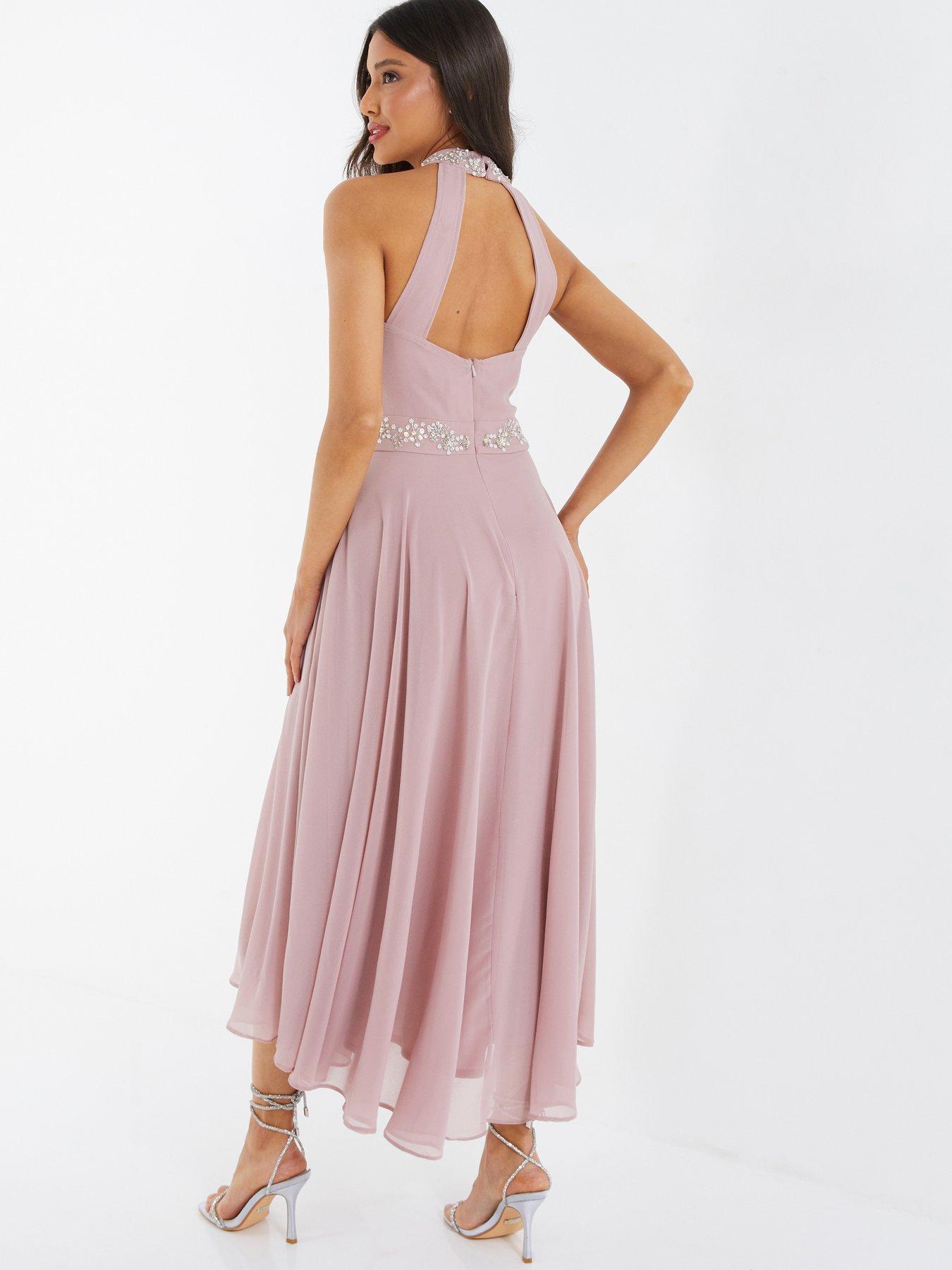 Quiz Embellished Chiffon Dip Hem Maxi Dress littlewoods