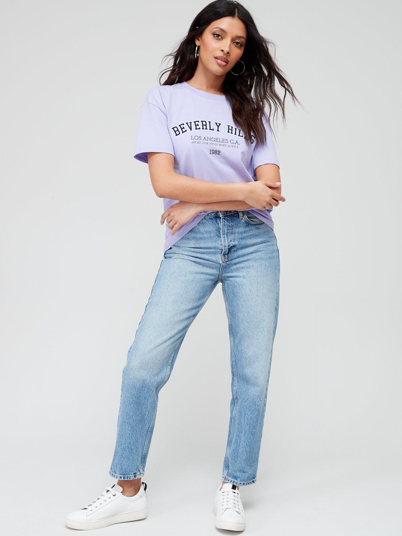  image of v-by-very-beverly-hills-oversized-tshirt-purple