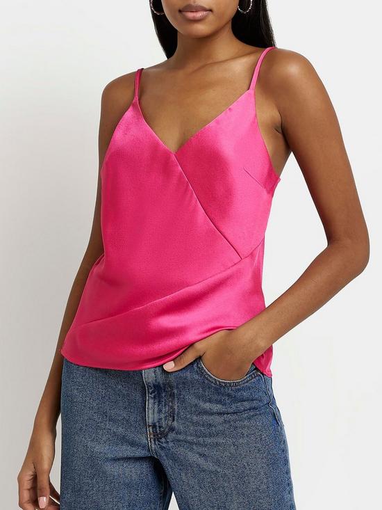 front image of river-island-asymmetric-seam-cami-top-pink