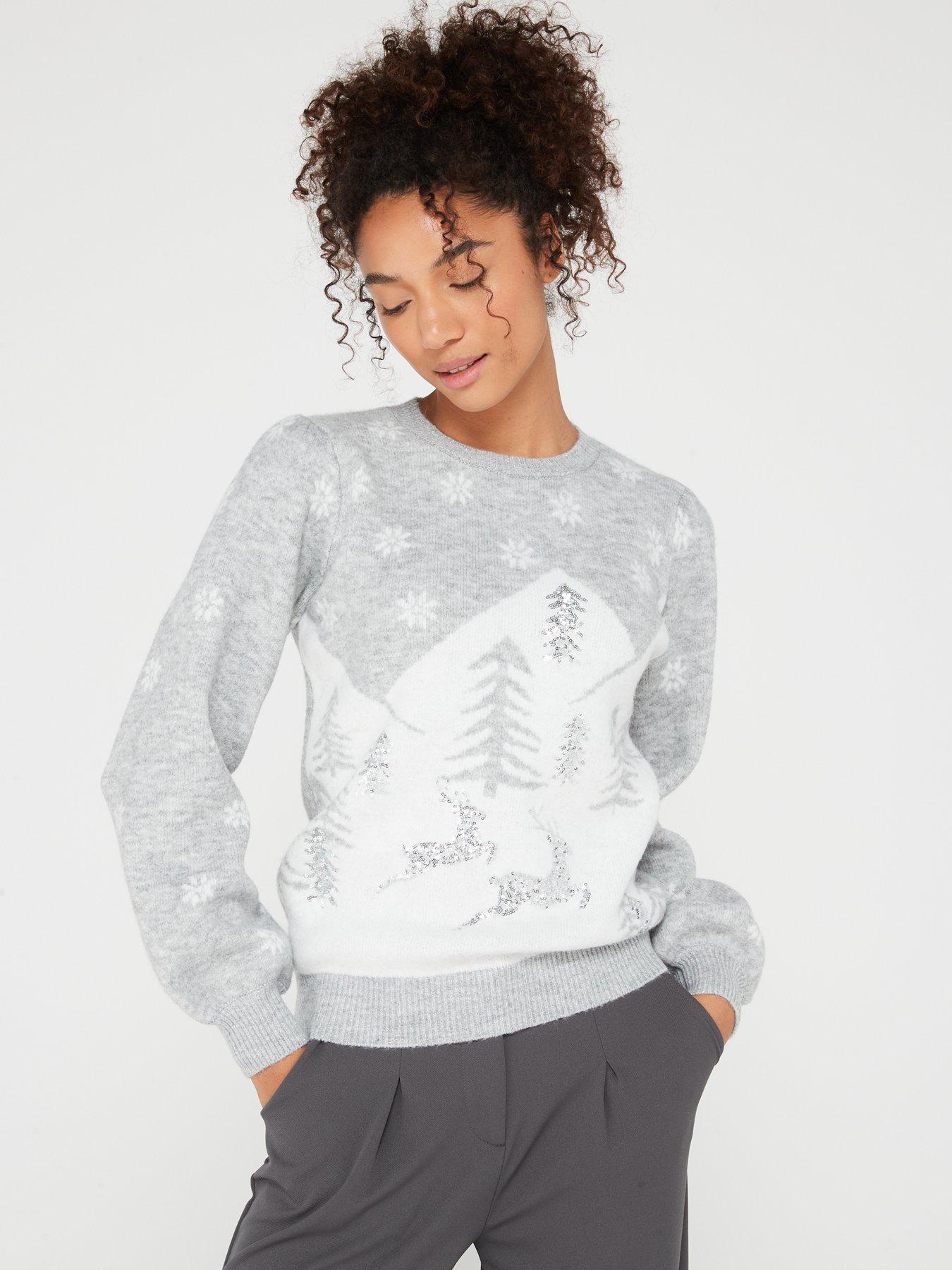 Women's v neck christmas on sale jumper