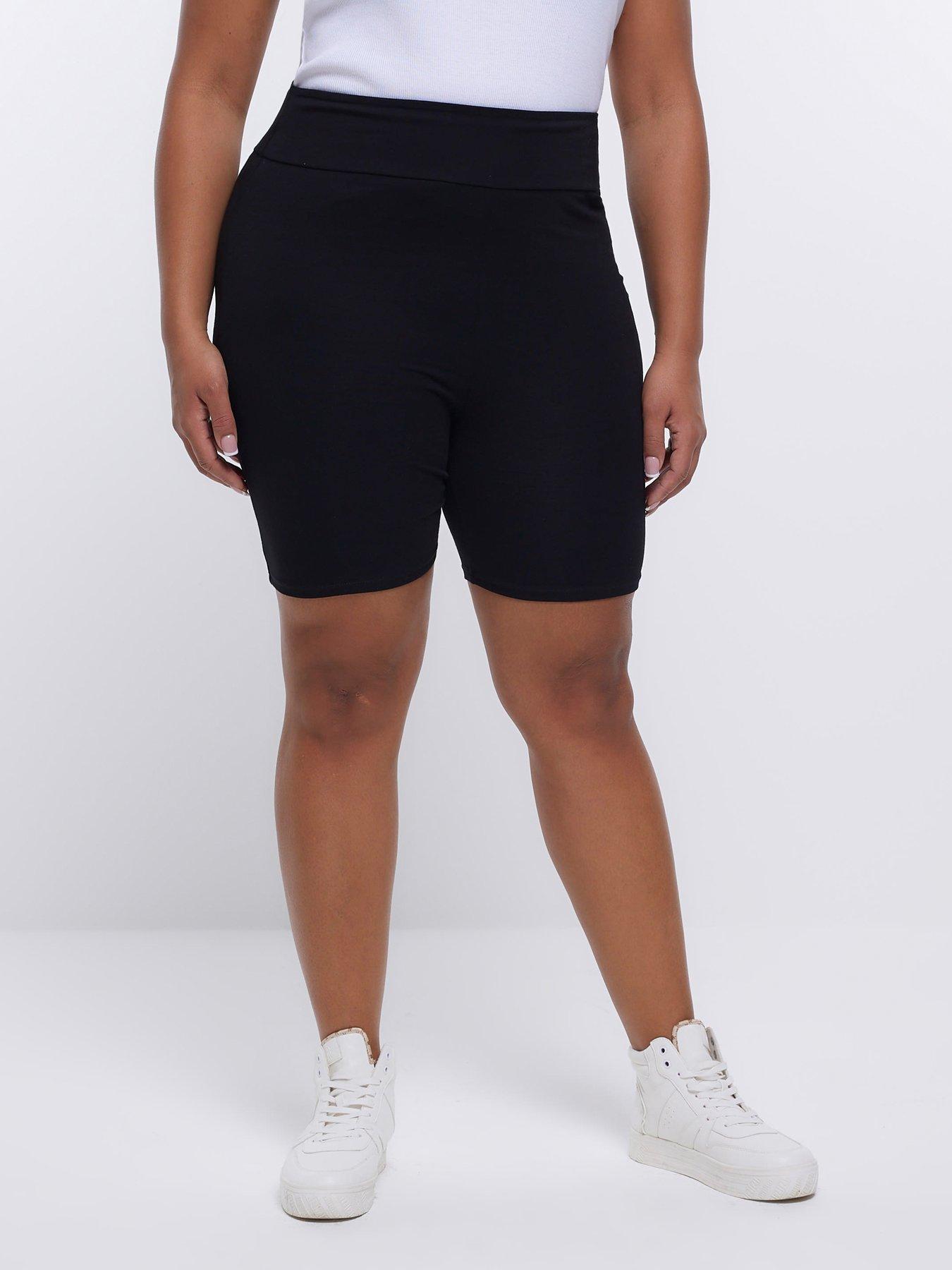 Plus High Waisted Cycling Shorts Black