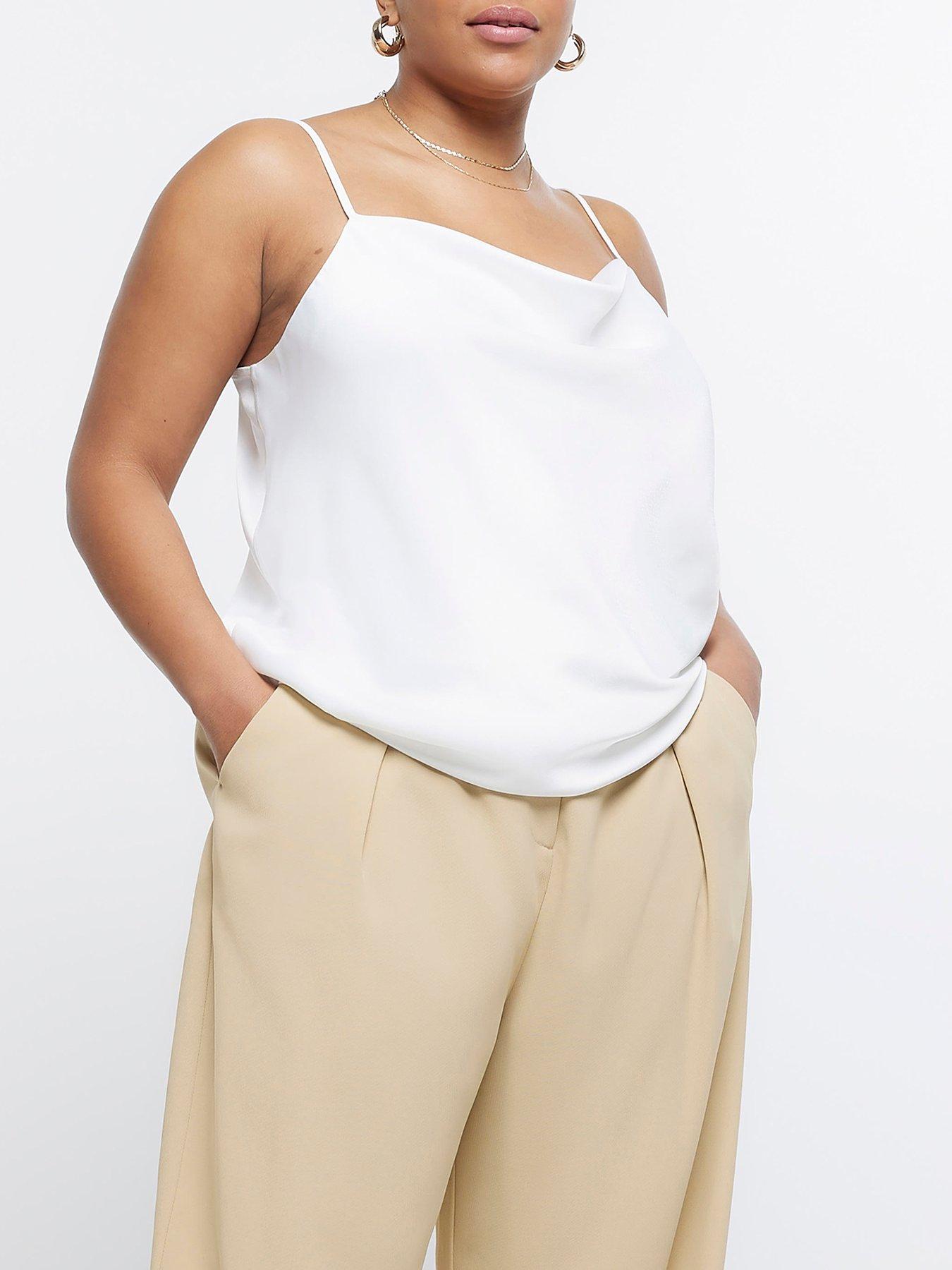 Plus size white satin camisole on sale