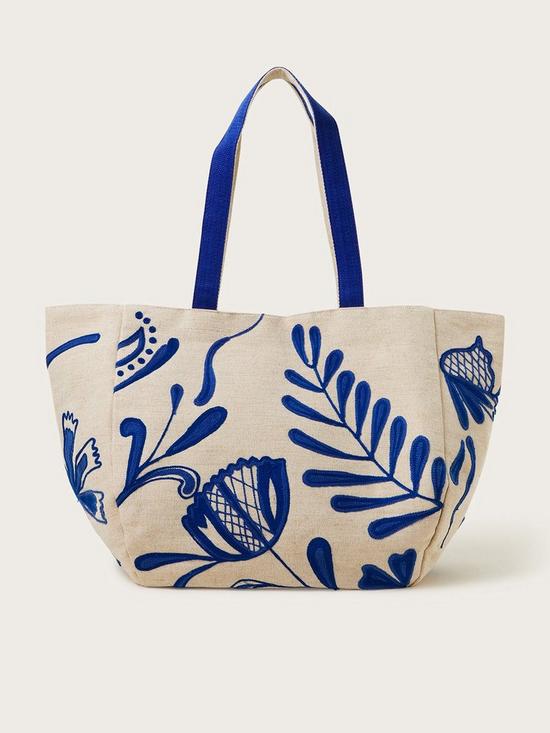 front image of monsoon-embroidered-beach-bag