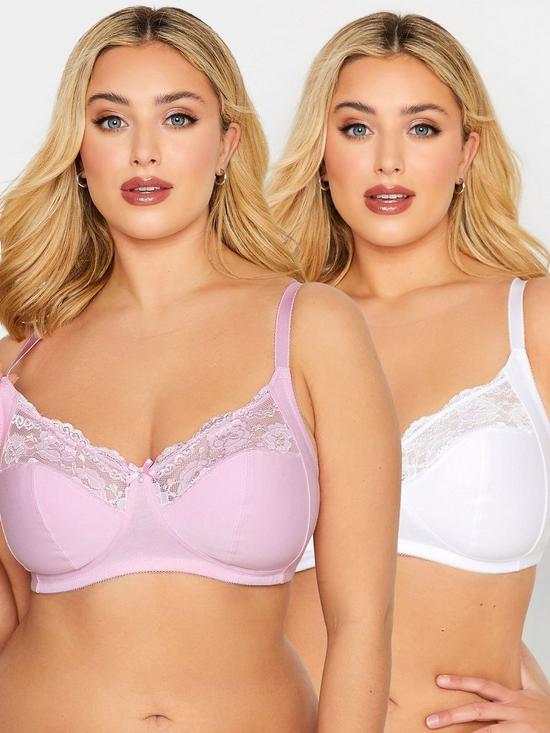 front image of yours-2pk-non-wired-cotton-lace-trim-bra