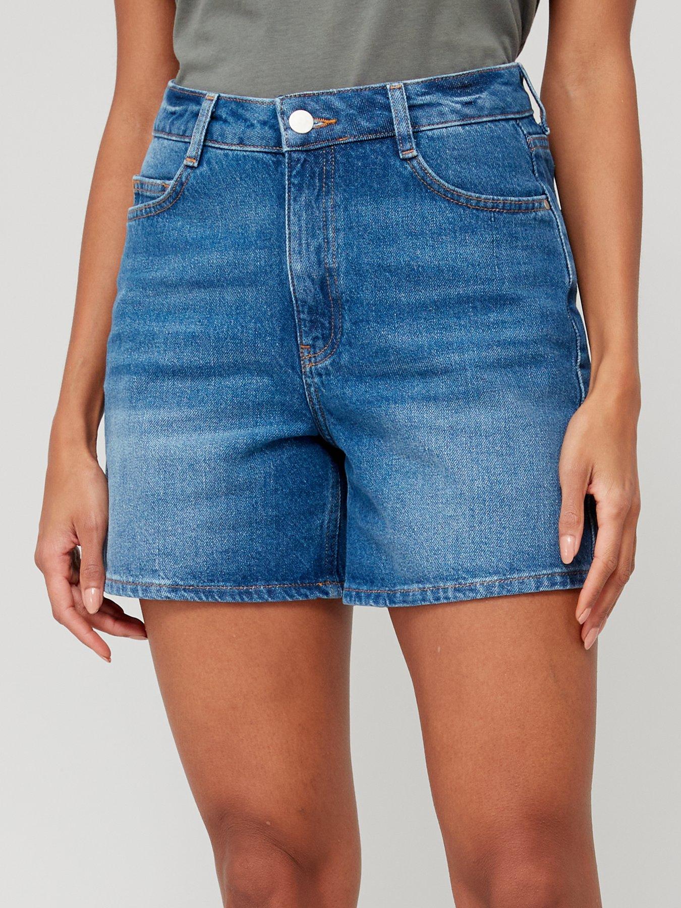  image of v-by-very-mom-denim-shorts-dark-wash