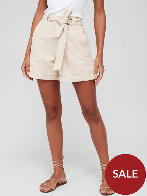 v-by-very-yoke-front-belted-shorts-beige
