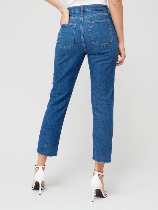 stillFront image of v-by-very-the-paris-cut-straight-crop-jean-mid-wash-blue