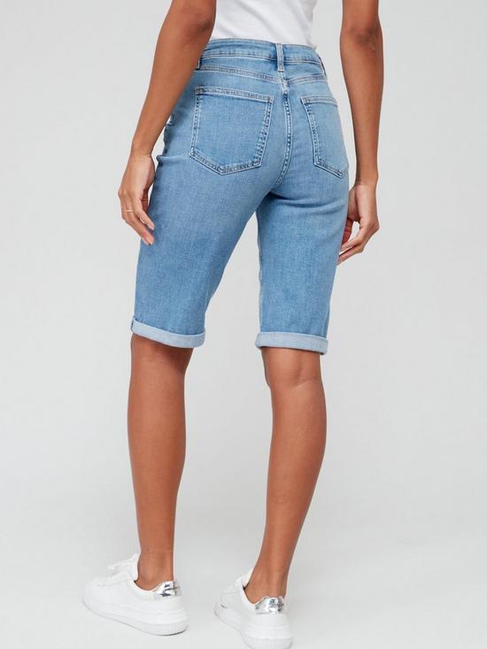 stillFront image of v-by-very-taylor-boyfriend-denim-shorts-with-distressing-mid-wash