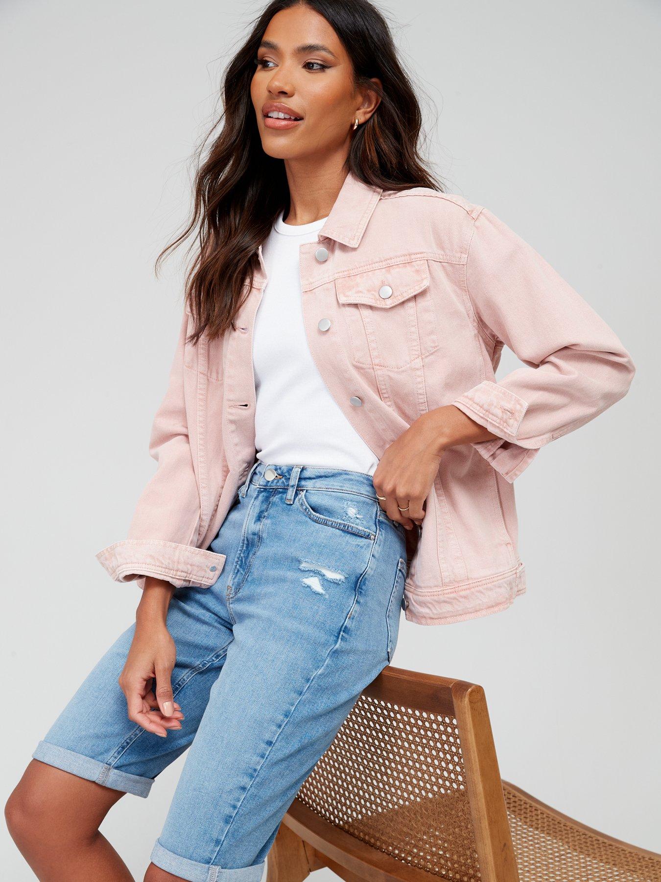  image of v-by-very-taylor-boyfriend-denim-shorts-with-distressing-mid-wash