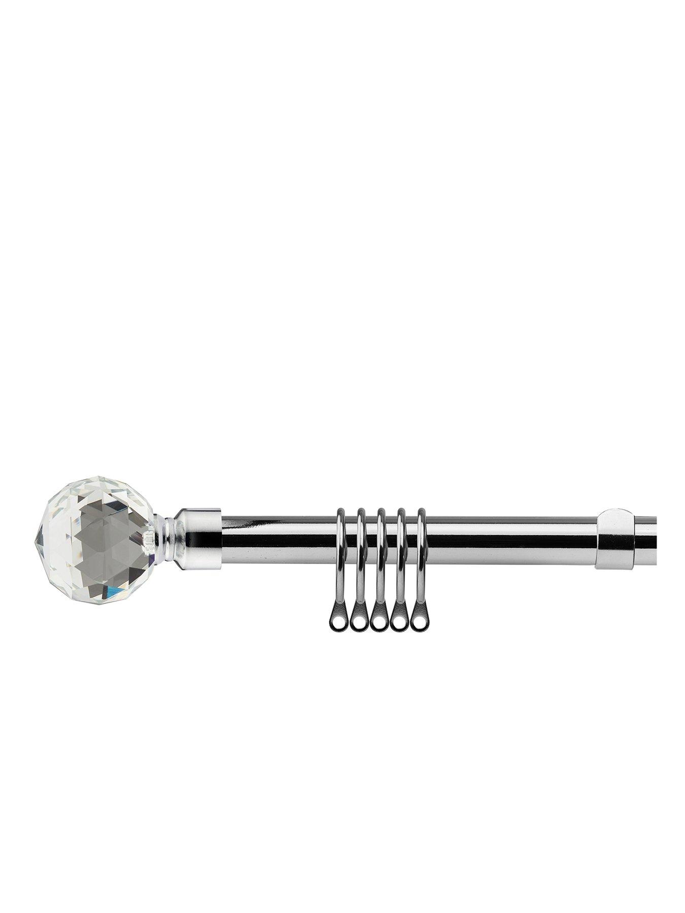 The Very Collection Extendable Curtain Pole Kit with Crystal Finials