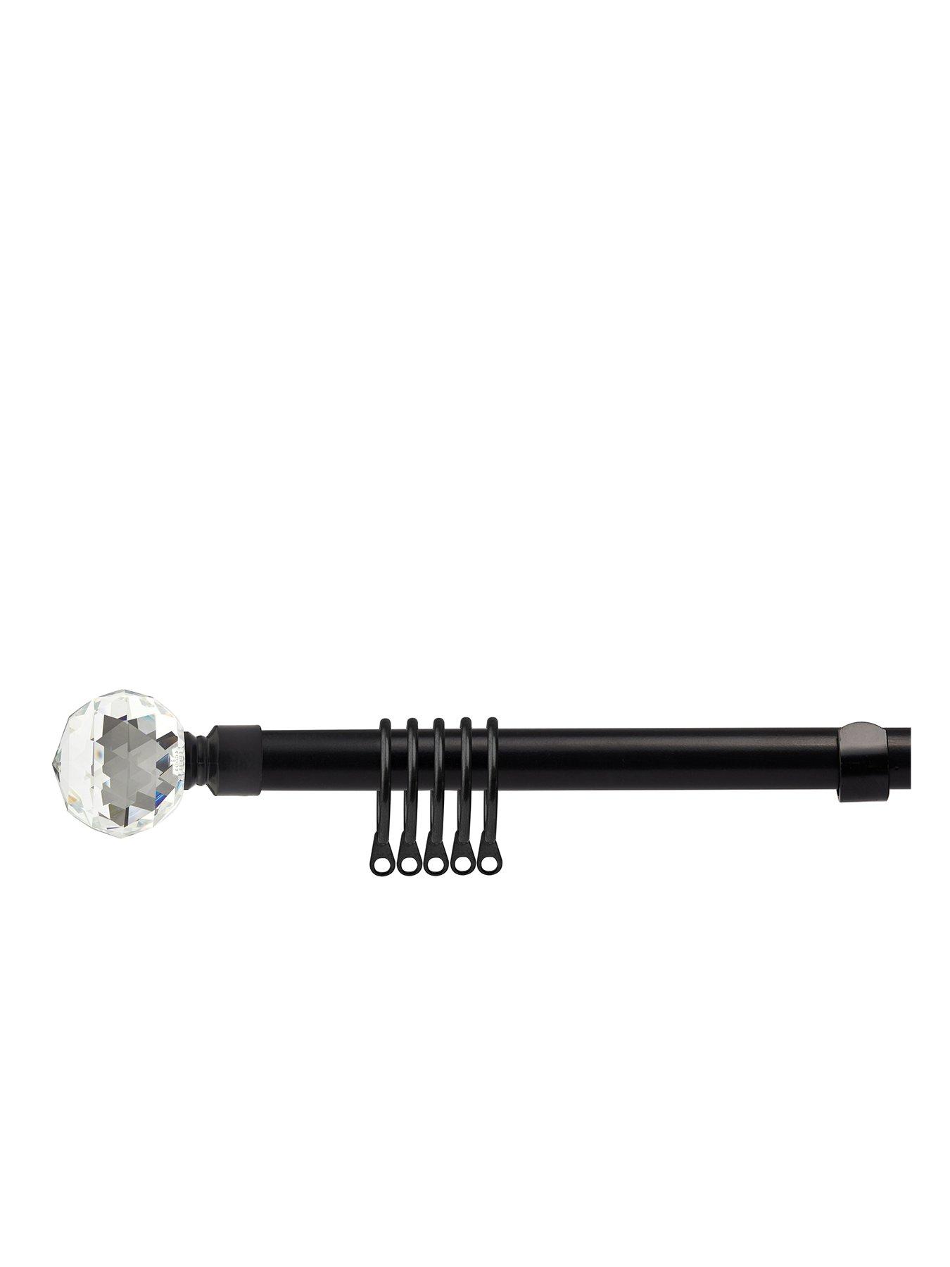  image of very-home-extendable-curtain-pole-kit-with-crystal-finials