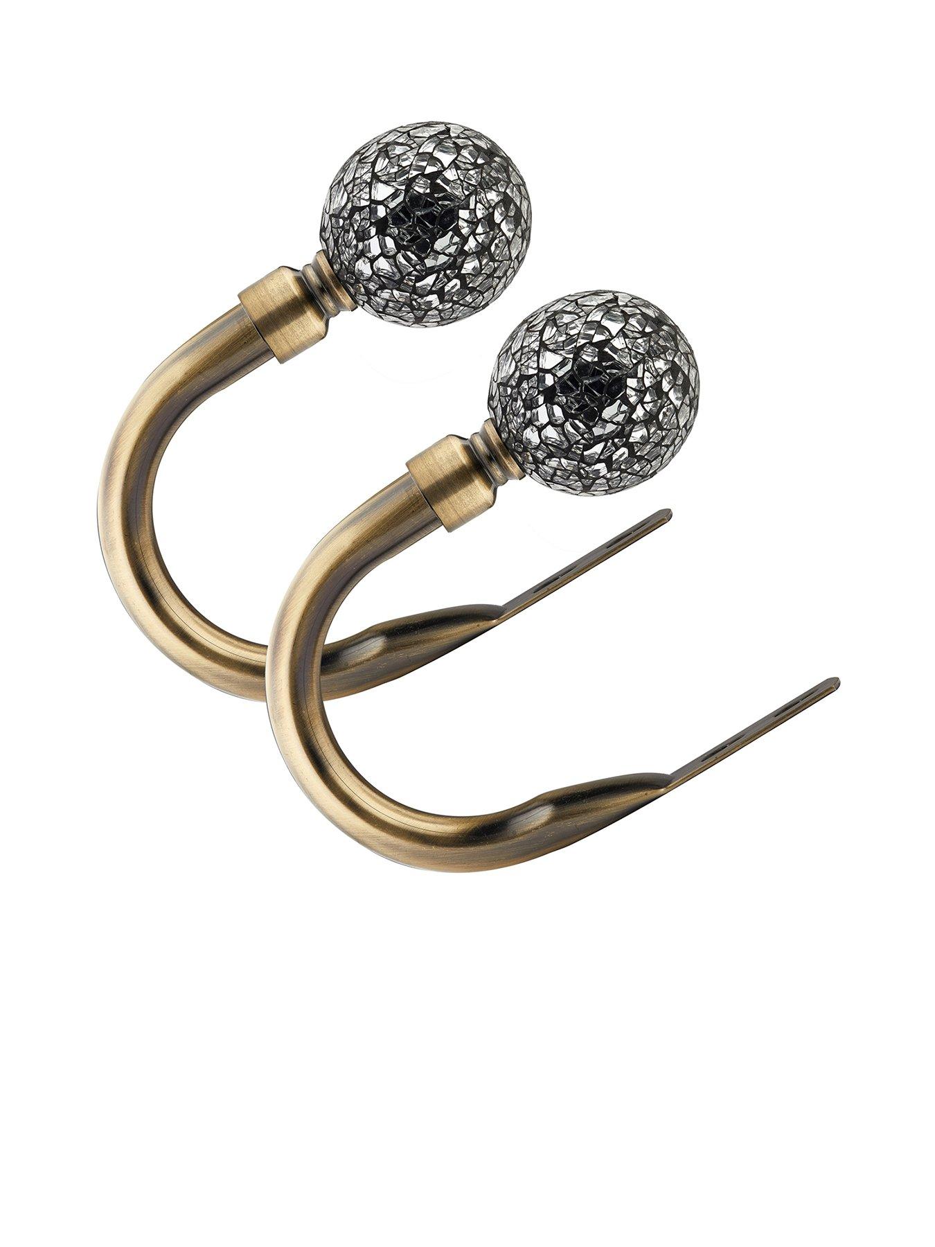 Image 1 of 4 of Very Home Set of 2 Cut Glass Finial Curtain Holdbacks