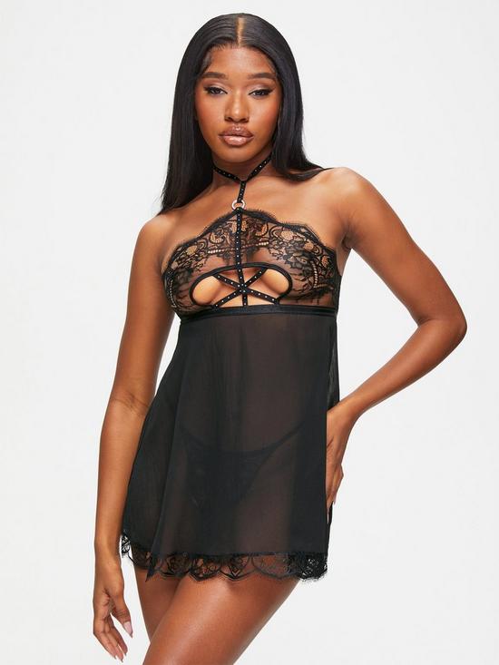 front image of ann-summers-bodywear-orion-babydoll-black