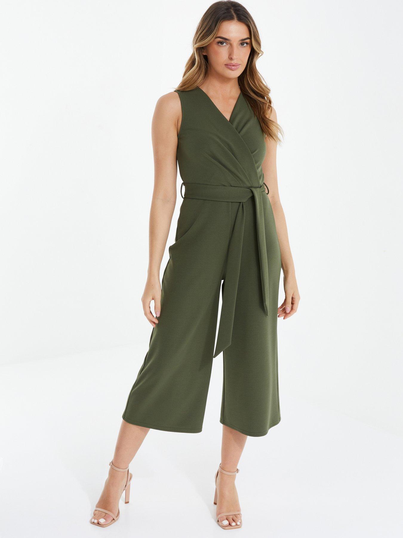  image of quiz-scuba-crepe-pleat-culotte-jumpsuit