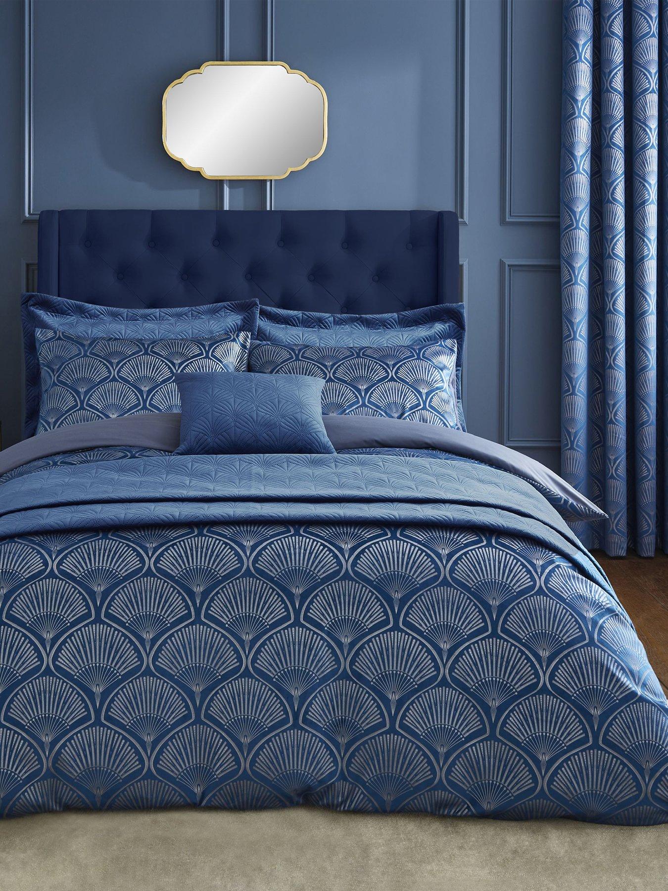 Catherine Lansfield Art Deco Pearl Duvet Cover Set in Navy