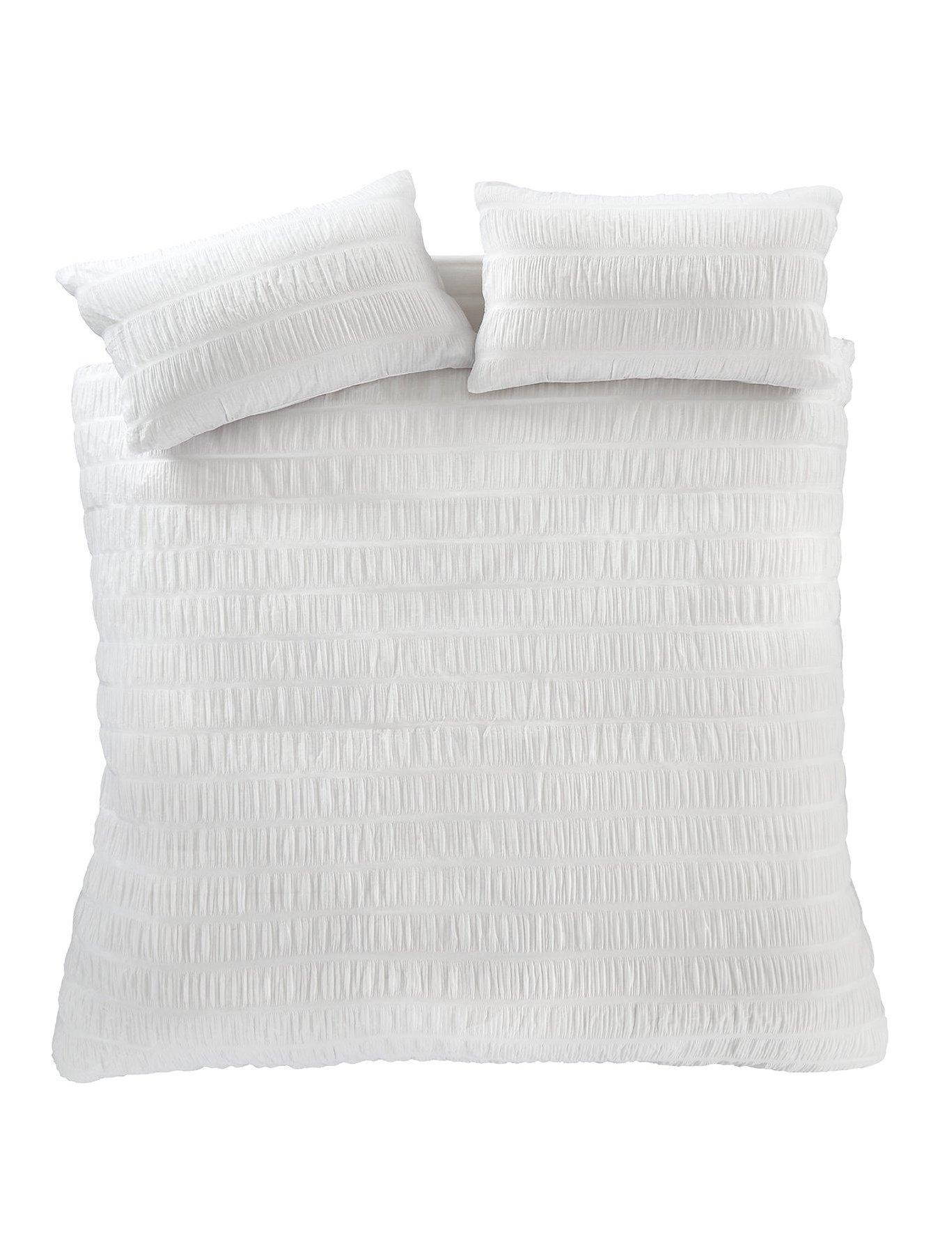 Catherine Lansfield Seersucker Duvet Cover Set in White | littlewoods.com