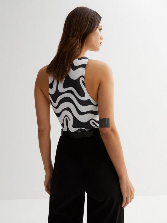 stillFront image of new-look-black-swirl-slinky-round-neck-sleeveless-racer-back-bodysuit