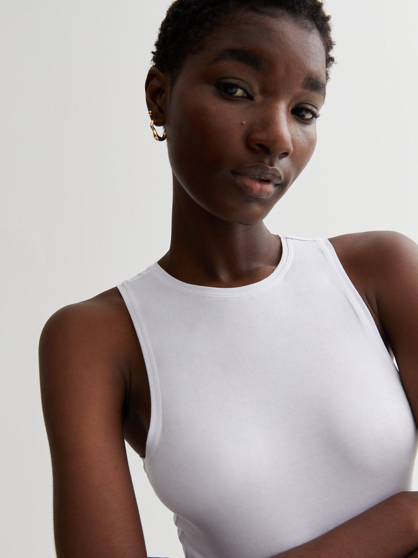  image of new-look-high-neck-sleeveless-bodysuit-white