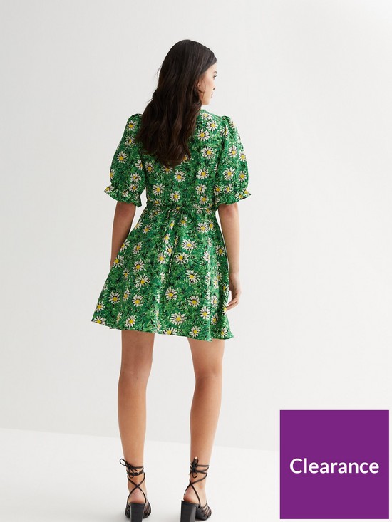 stillFront image of new-look-floral-textured-puff-sleeve-mini-tea-dress-print