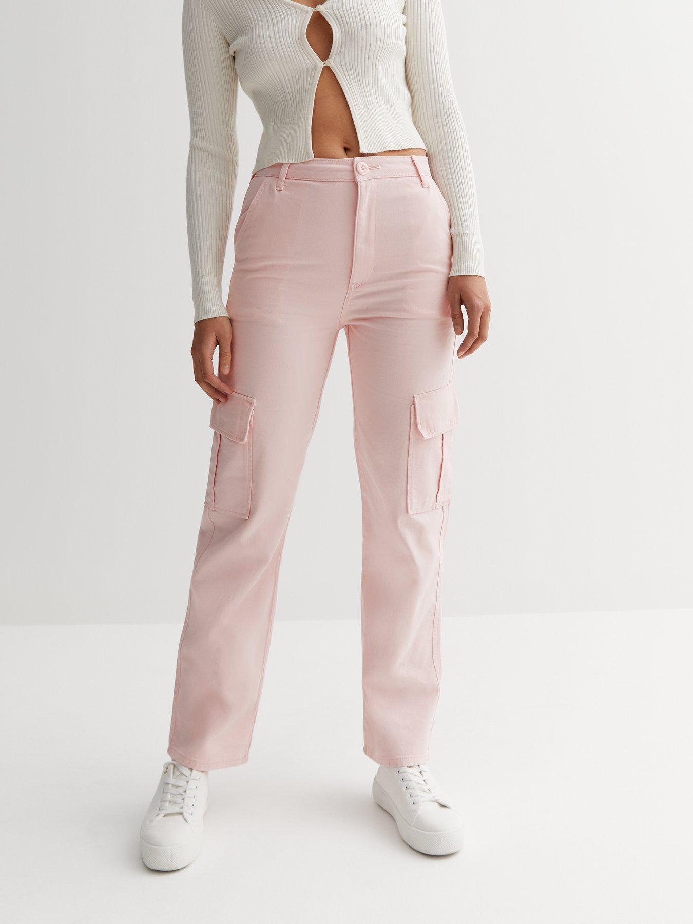 New Look Bright Pink Satin High Waist Wide Leg Trousers