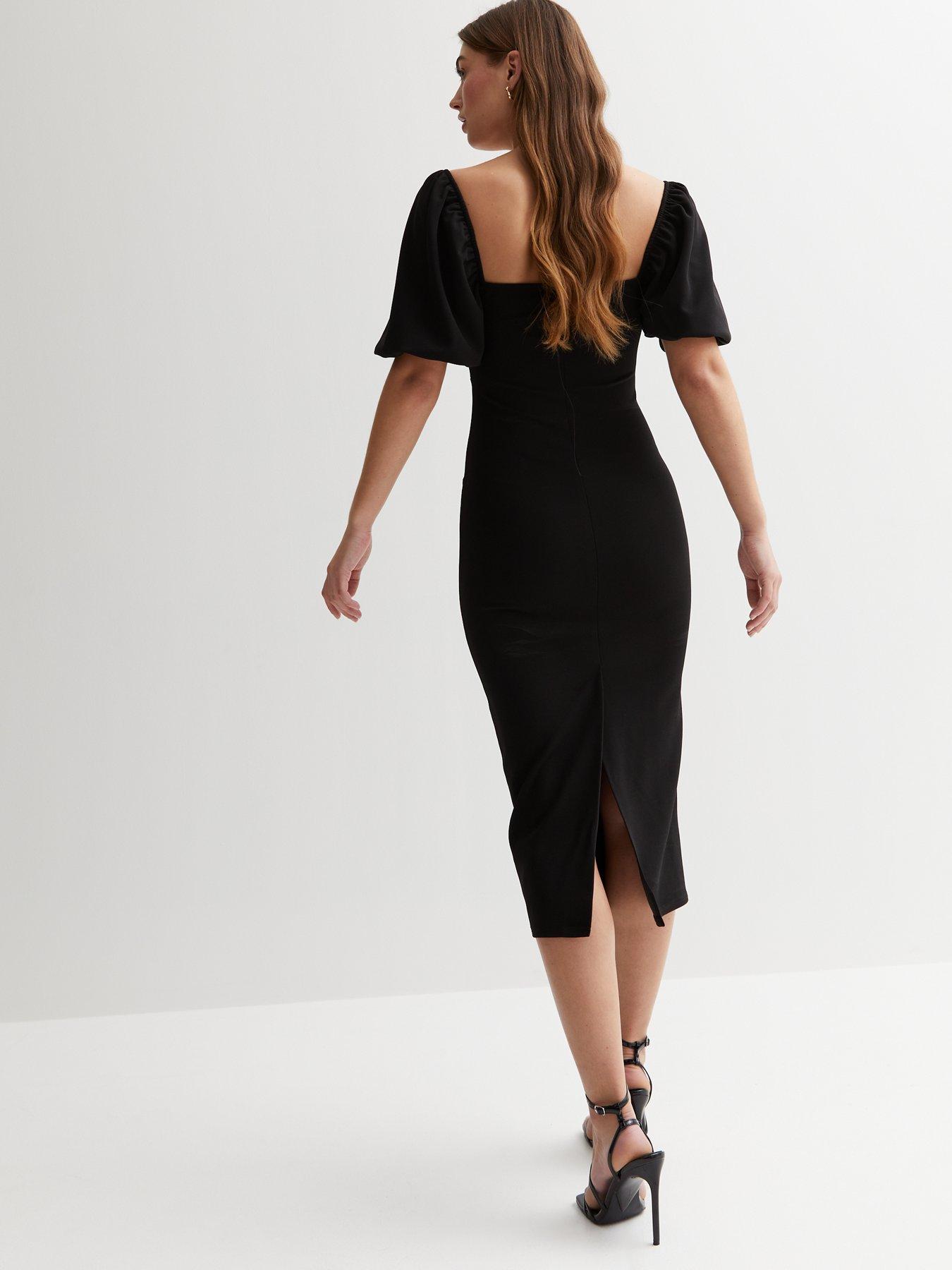 Black midi bodycon dress short sleeve best sale