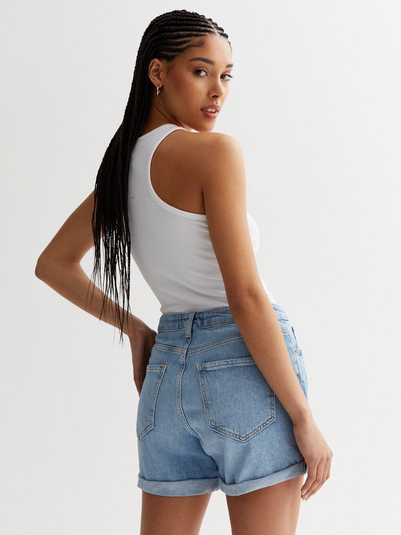 stillFront image of new-look-pale-blue-denim-boyfriend-shorts