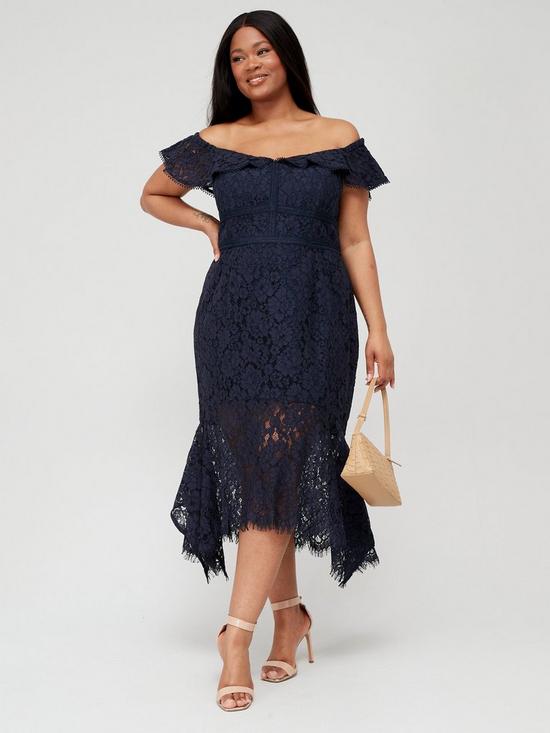 front image of city-chic-angel-lacenbspdress-navy