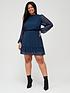  image of city-chic-dobby-tiered-dress-navy
