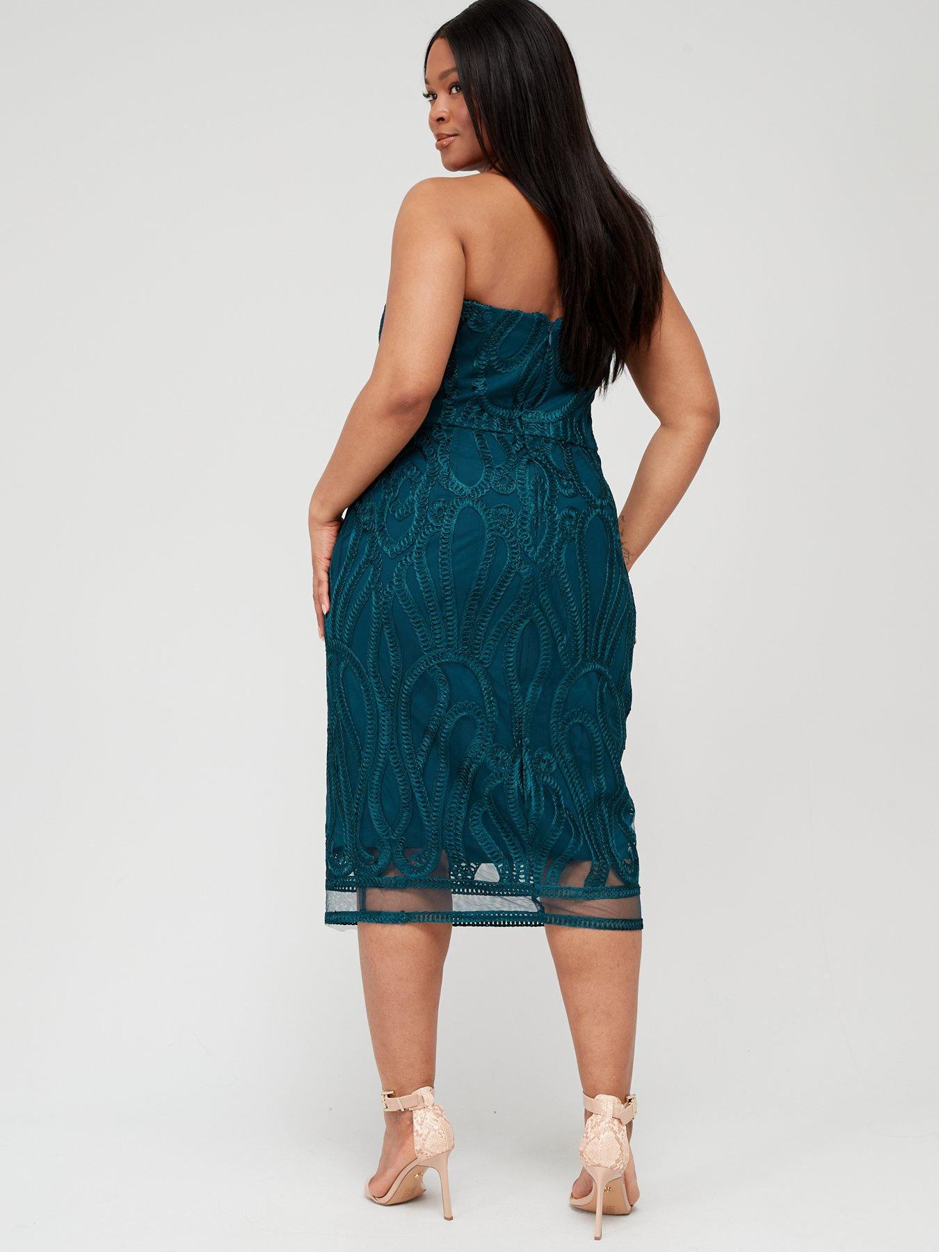 City Chic Antonia Dress - Green | Littlewoods