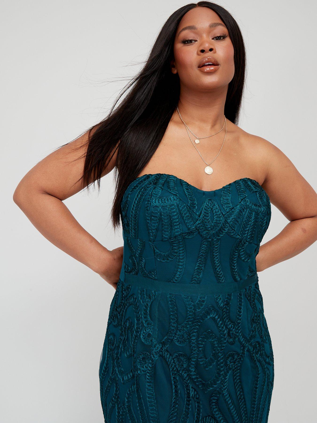 City Chic Antonia Dress - Green | Littlewoods