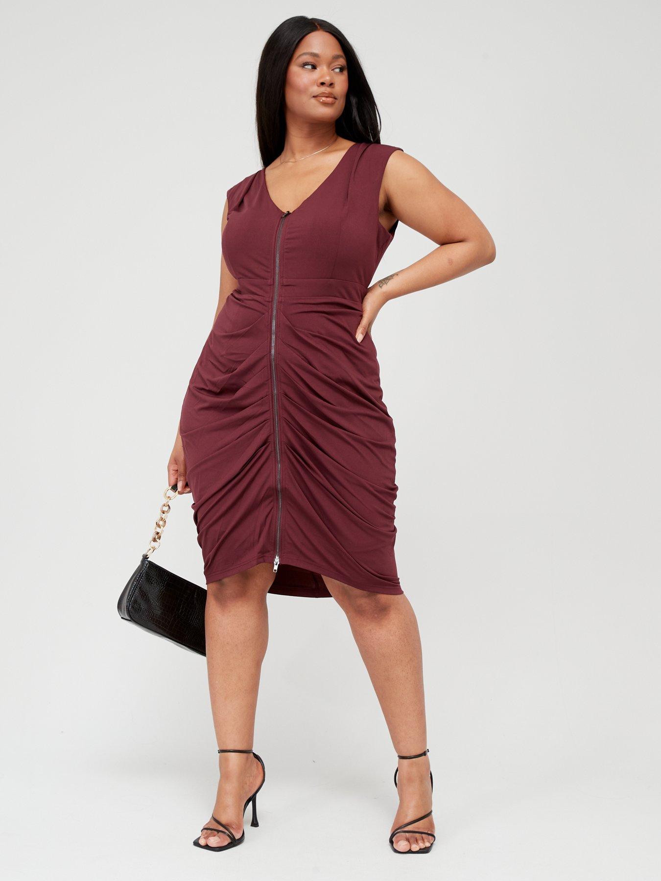 City chic burgundy dress sale