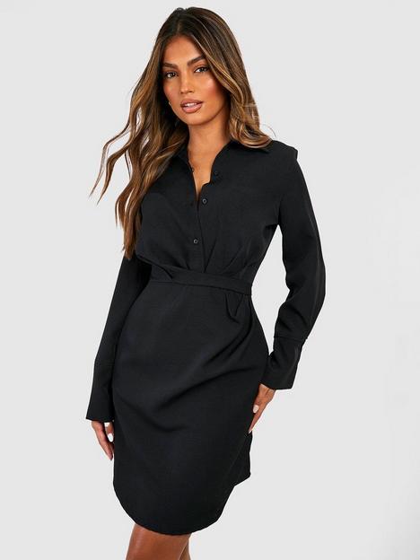 boohoo-drape-side-button-front-blazer-dress-black